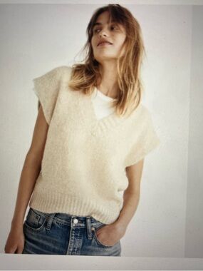 Madewell cropped sweater vest size small beige